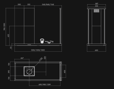 Ostrůvkové digestoře Metropolis Kashmir - Kashmir - Výkres 2
