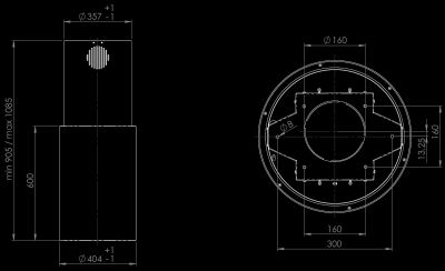 Ostrůvkové digestoře Columni Stono Light Grey Gesture Control - Šedá - Výkres