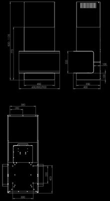 Komínové digestoře C-Shelf Black-Kashmir Gesture Control - Černá - Výkres