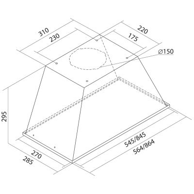 Podstavné digestoře Lando Plus White Matt Gesture Control - Matná bílá - Výkres