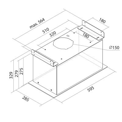 Podstavné digestoře Aris Eco White Matt Gesture Control - Matná bílá - Výkres