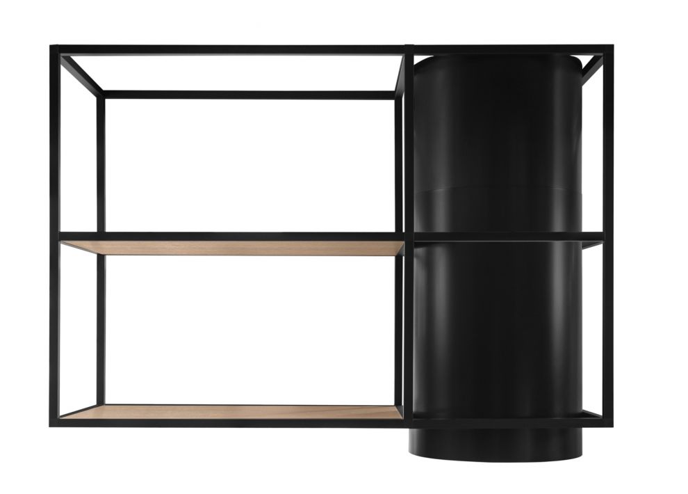 Ostrůvkové digestoře Tubo Cage Asymmetric Wood Black Matt - Matná černá - obrázek produktu 4