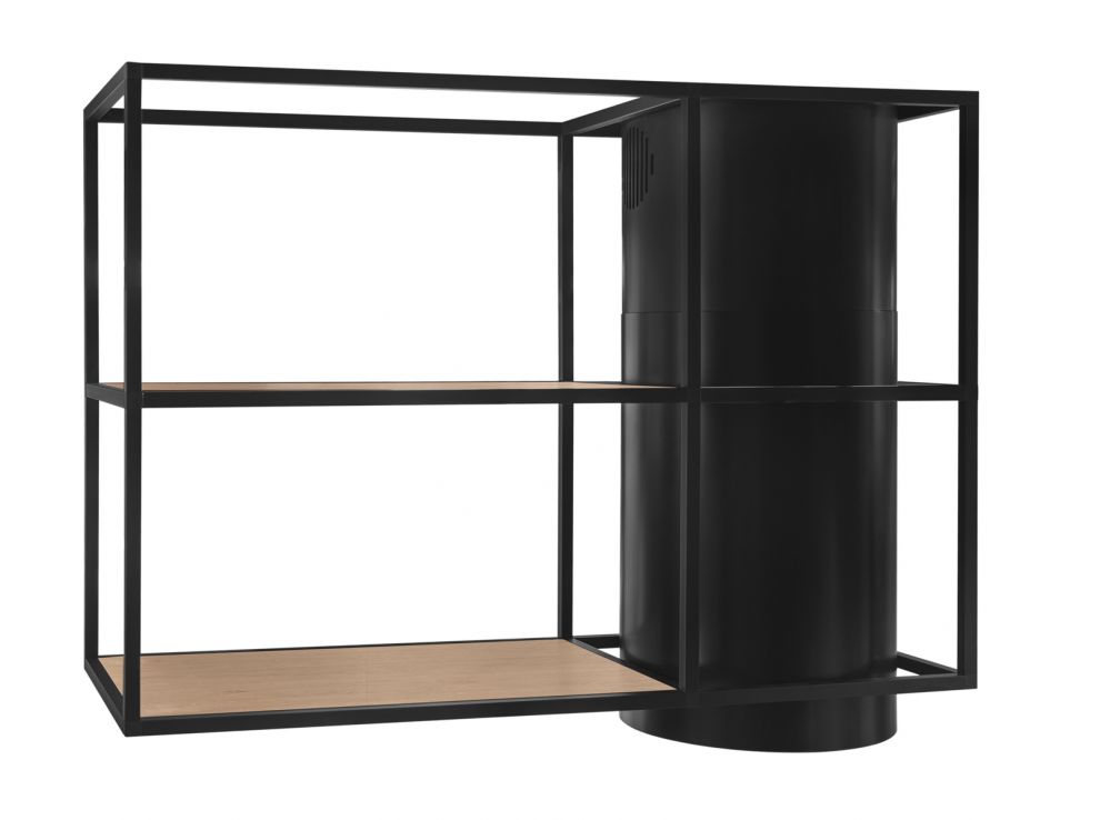 Ostrůvkové digestoře Tubo Cage Asymmetric Wood Black Matt - Matná černá - obrázek produktu 6