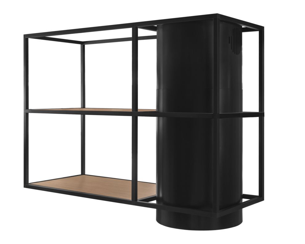 Ostrůvkové digestoře Tubo Cage Asymmetric Wood Black Matt - Matná černá - obrázek produktu 7