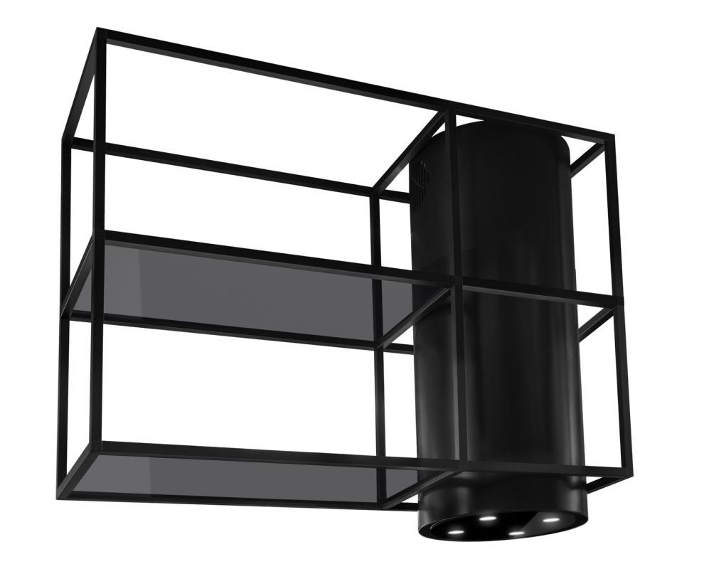 Ostrůvkové digestoře Tubo Cage Asymmetric Glass Black Matt - Matná černá - obrázek produktu