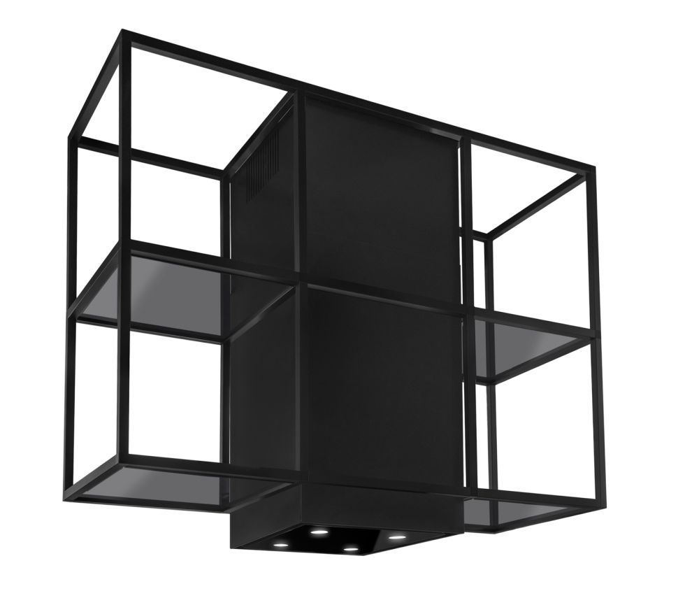 Ostrůvkové digestoře Quadro Cage Central Glass Black Matt - Matná černá - obrázek produktu