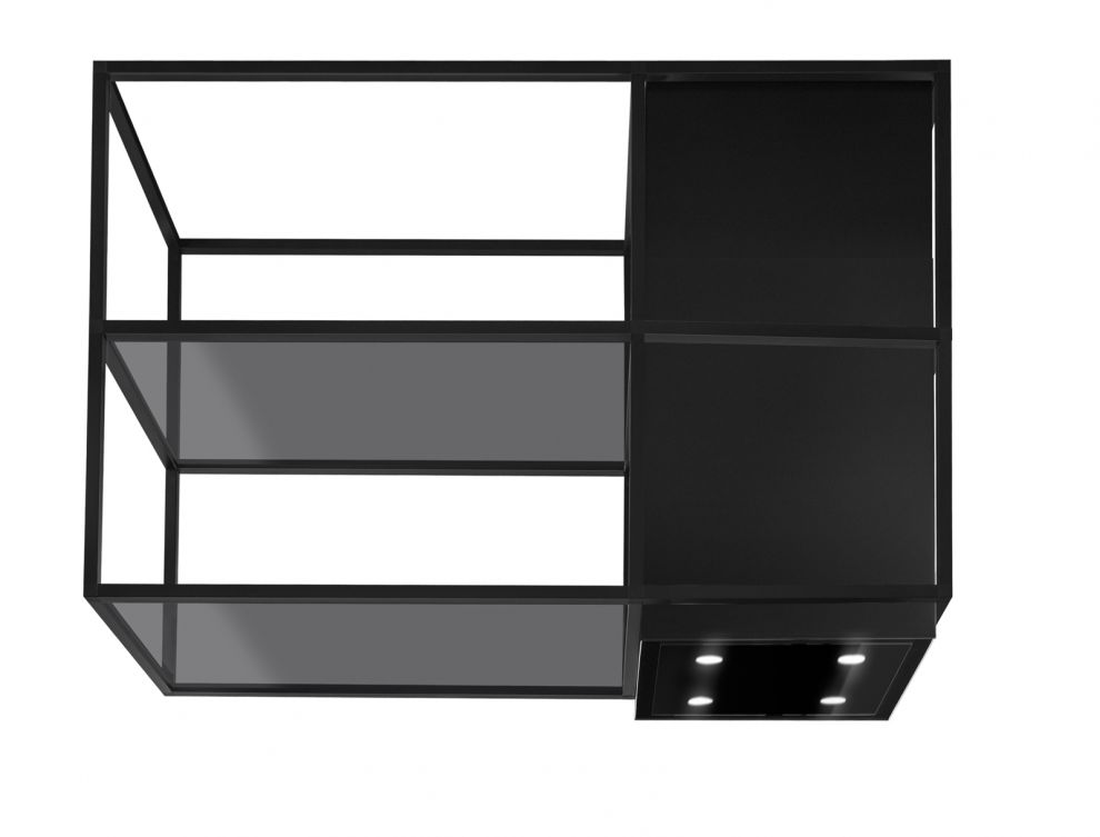 Ostrůvkové digestoře Quadro Cage Asymmetric Glass Black Matt - Matná černá - obrázek produktu 7