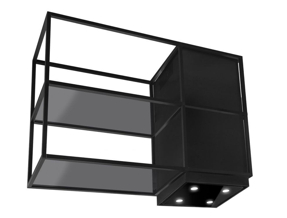 Ostrůvkové digestoře Quadro Cage Asymmetric Glass Black Matt - Matná černá - obrázek produktu 8