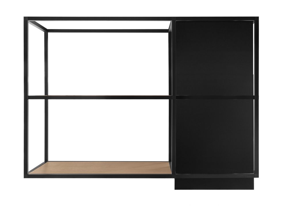 Ostrůvkové digestoře Quadro Cage Asymmetric Wood Black Matt - Matná černá - obrázek produktu 3