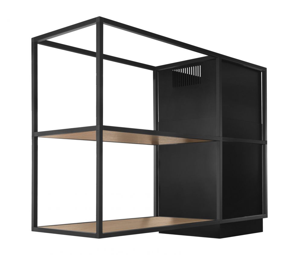 Ostrůvkové digestoře Quadro Cage Asymmetric Wood Black Matt - Matná černá - obrázek produktu 5