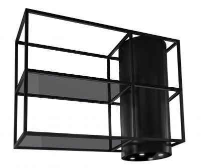 Ostrůvkové digestoře Tubo Cage Asymmetric Glass Black Matt - Matná černá - 120 cm