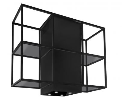 Ostrůvkové digestoře Quadro Cage Central Glass Black Matt - Matná černá - 120 cm