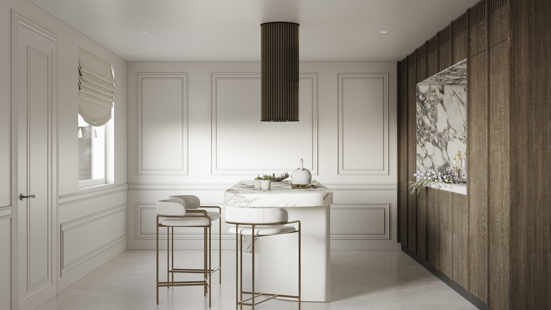 Ostrůvkové digestoře Voliera N1 Black-Gold Gesture Control - Černá - Vizualizace