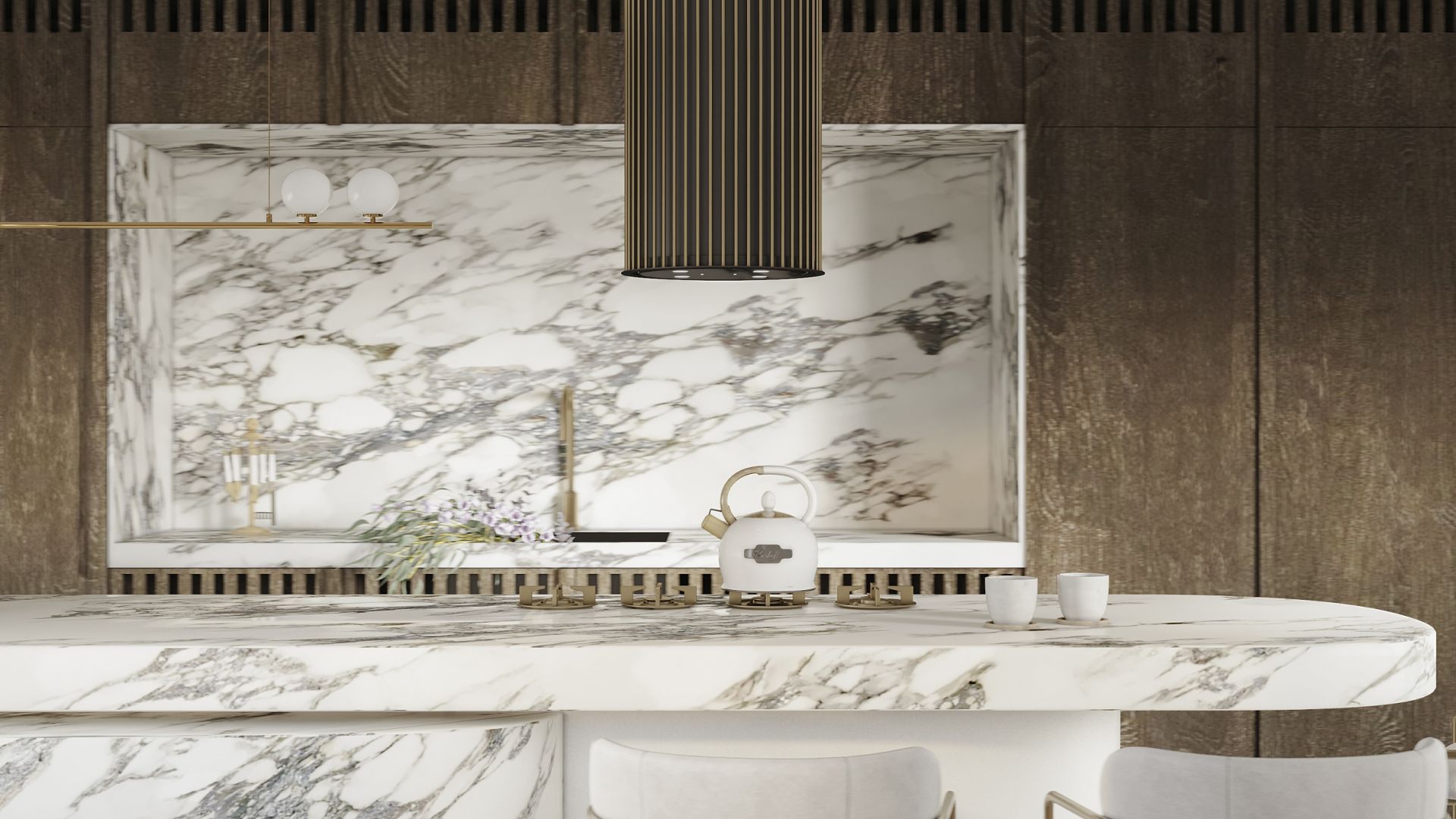 Ostrůvkové digestoře Voliera N1 Black-Gold Gesture Control - Černá - Vizualizace 8