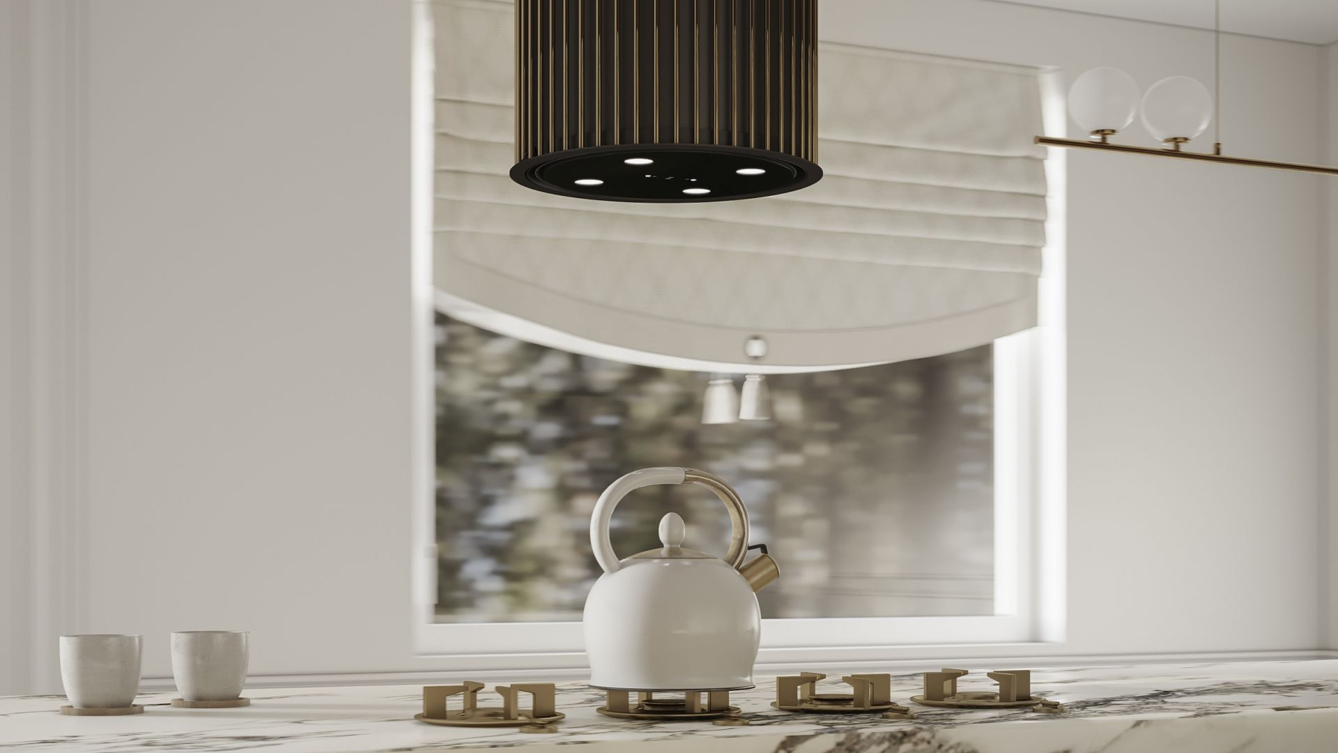 Ostrůvkové digestoře Voliera N1 Black-Gold Gesture Control - Černá - Vizualizace 5