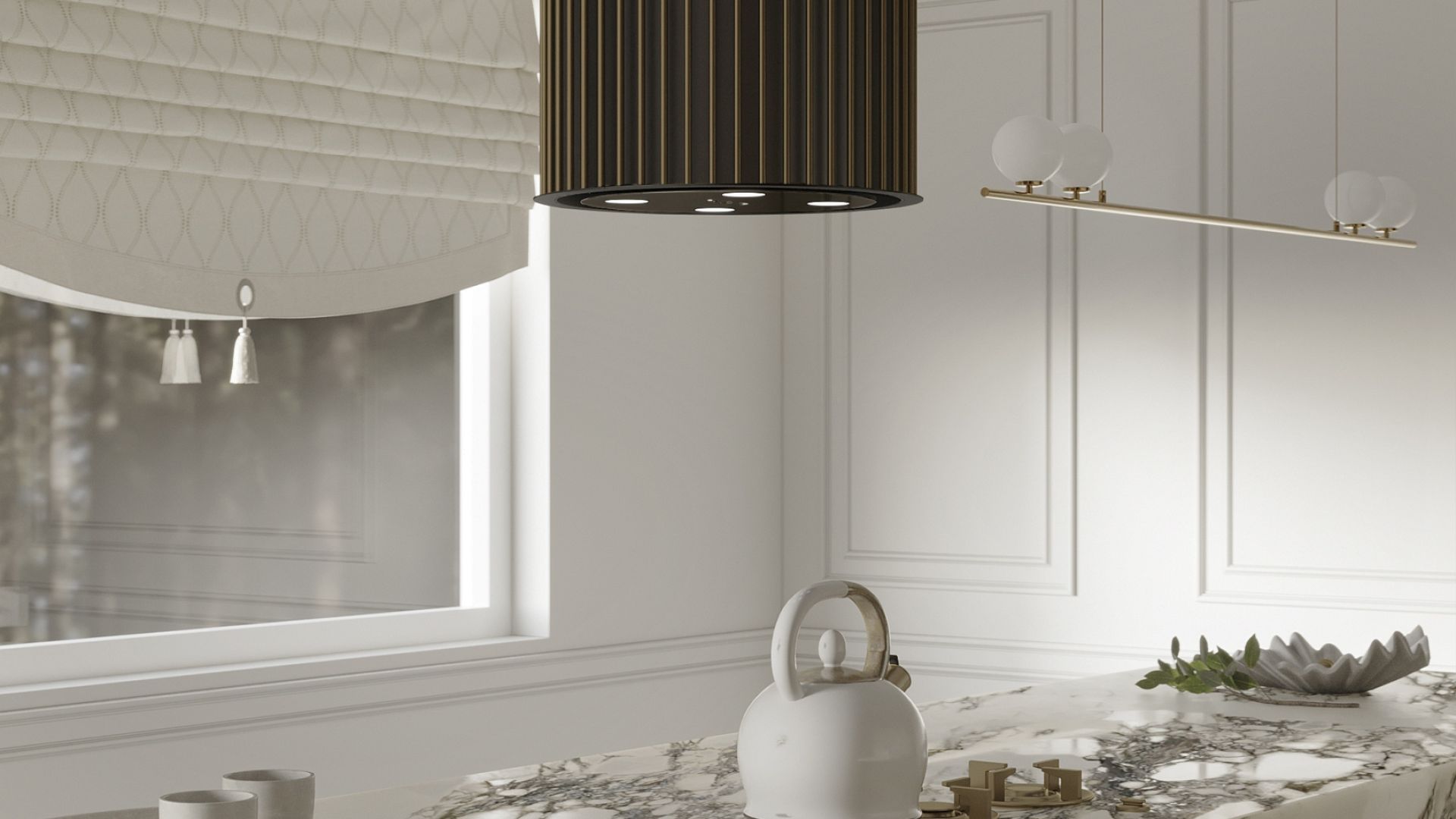 Ostrůvkové digestoře Voliera N1 Black-Gold Gesture Control - Černá - Vizualizace 9