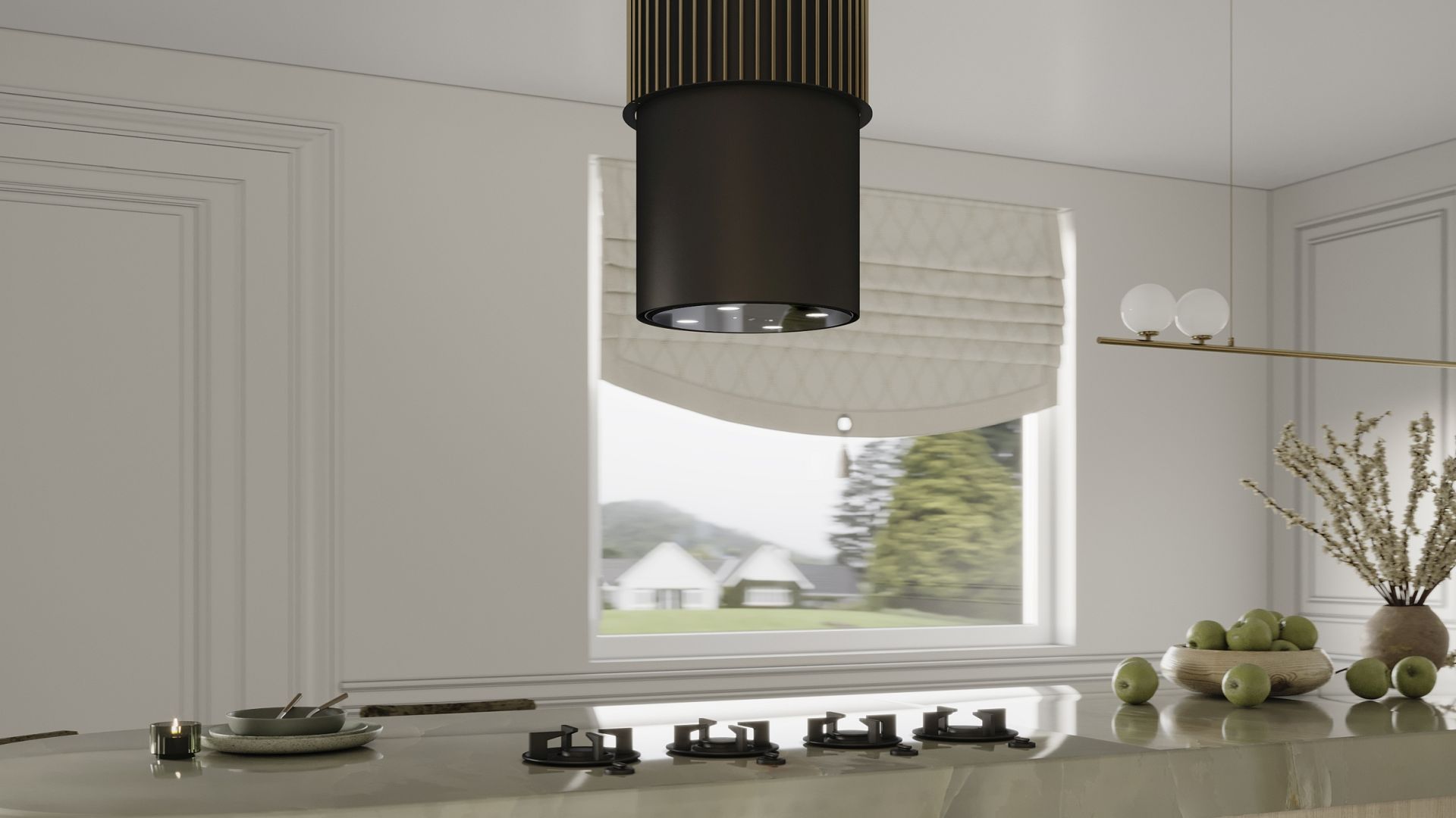 Ostrůvkové digestoře Voliera N3 Black-Gold Gesture Control - Černá - Vizualizace 6