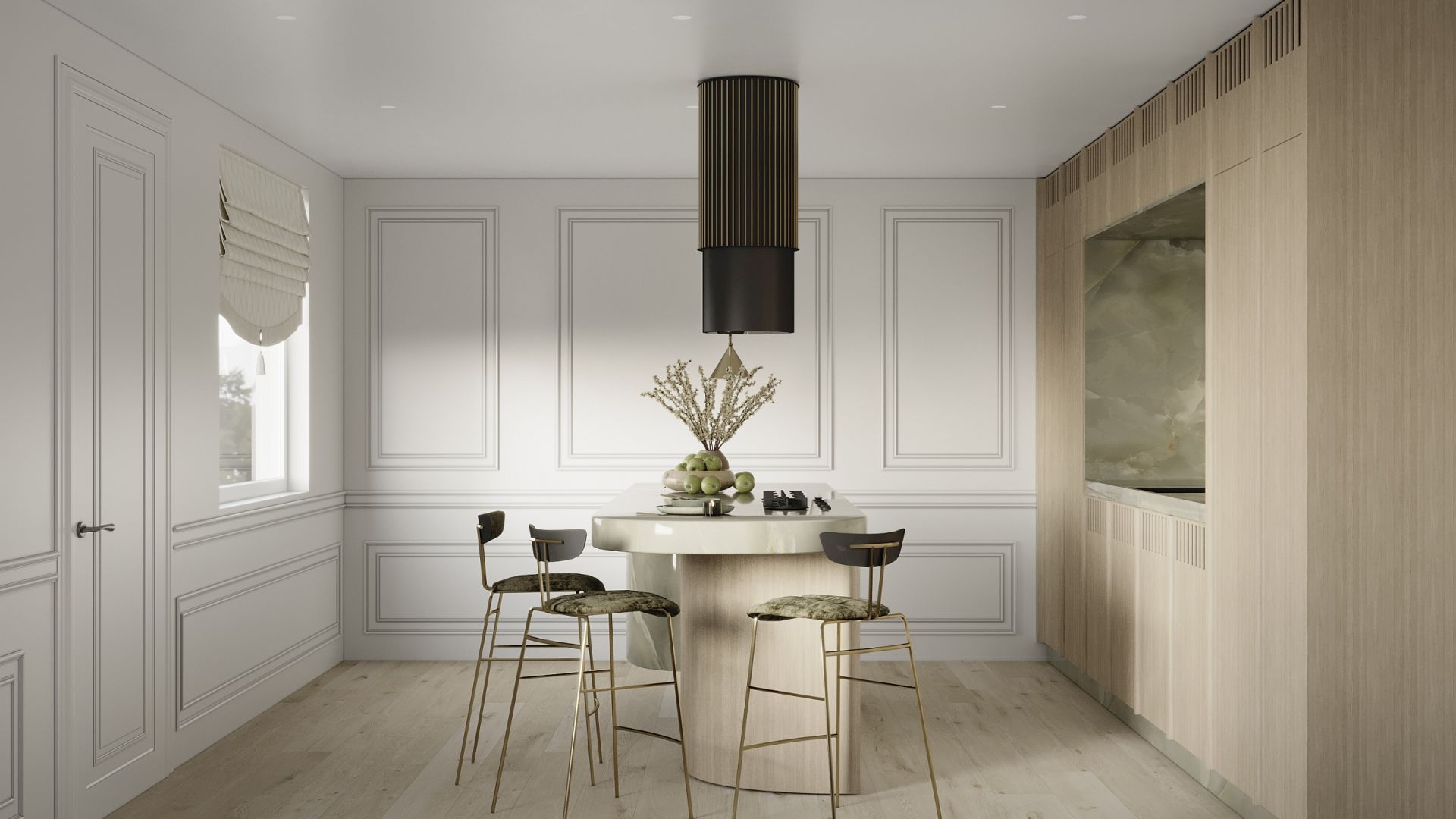 Ostrůvkové digestoře Voliera N3 Black-Gold Gesture Control - Černá - Vizualizace 7