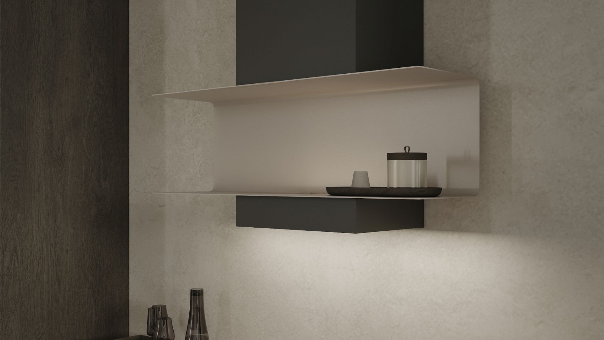 Komínové digestoře C-Shelf Black-Kashmir Gesture Control - Černá - Vizualizace