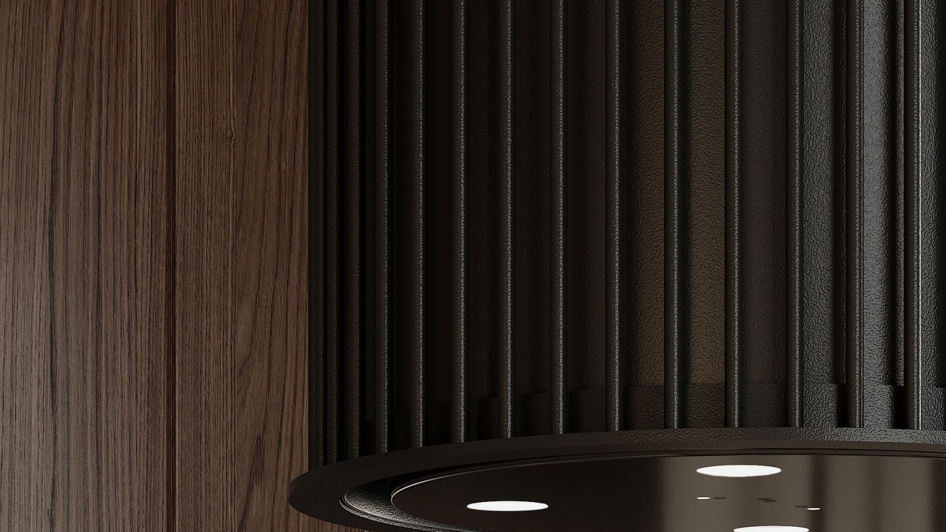 Ostrůvkové digestoře Voliera N1 Black-Black Gesture Control - Matná černá - Vizualizace 2