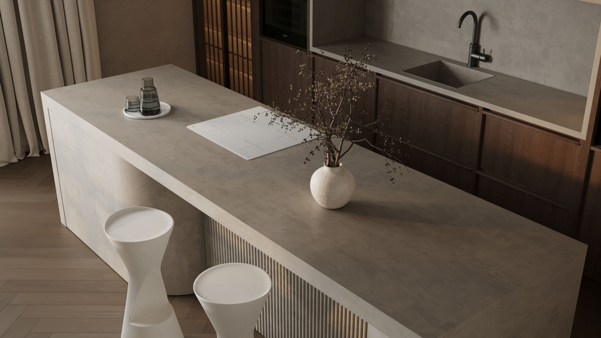 Ostrůvkové digestoře Voliera N1 White-White Gesture Control - Matná bílá - Vizualizace 7