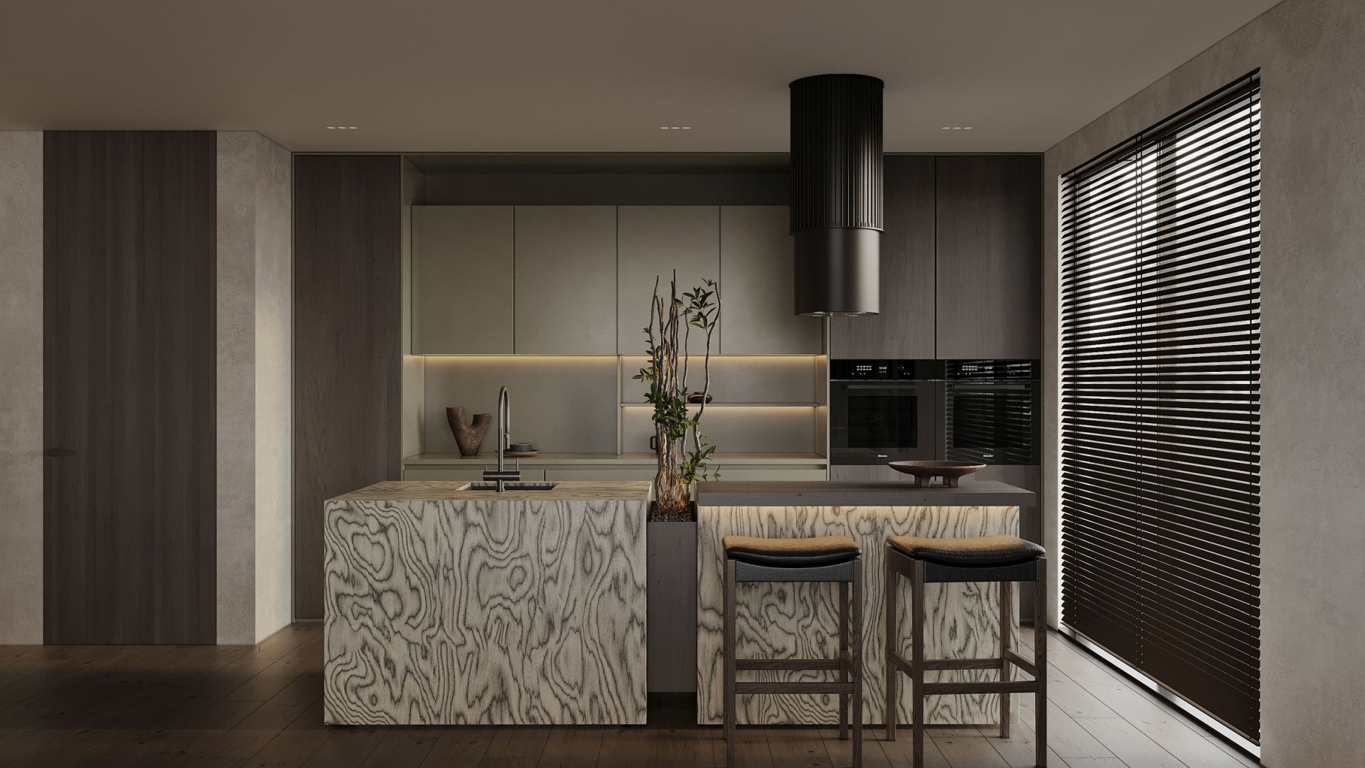 Ostrůvkové digestoře Voliera N3 Black-Black Gesture Control - Černá - Vizualizace 4