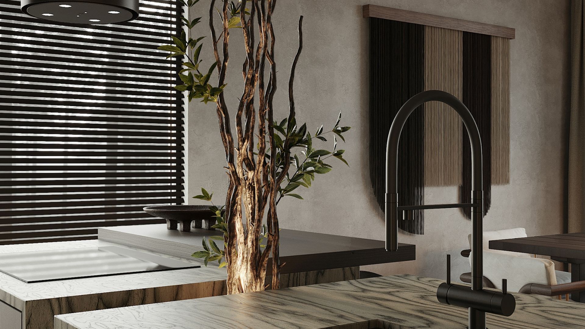 Ostrůvkové digestoře Voliera N3 Black-Black Gesture Control - Černá - Vizualizace 7