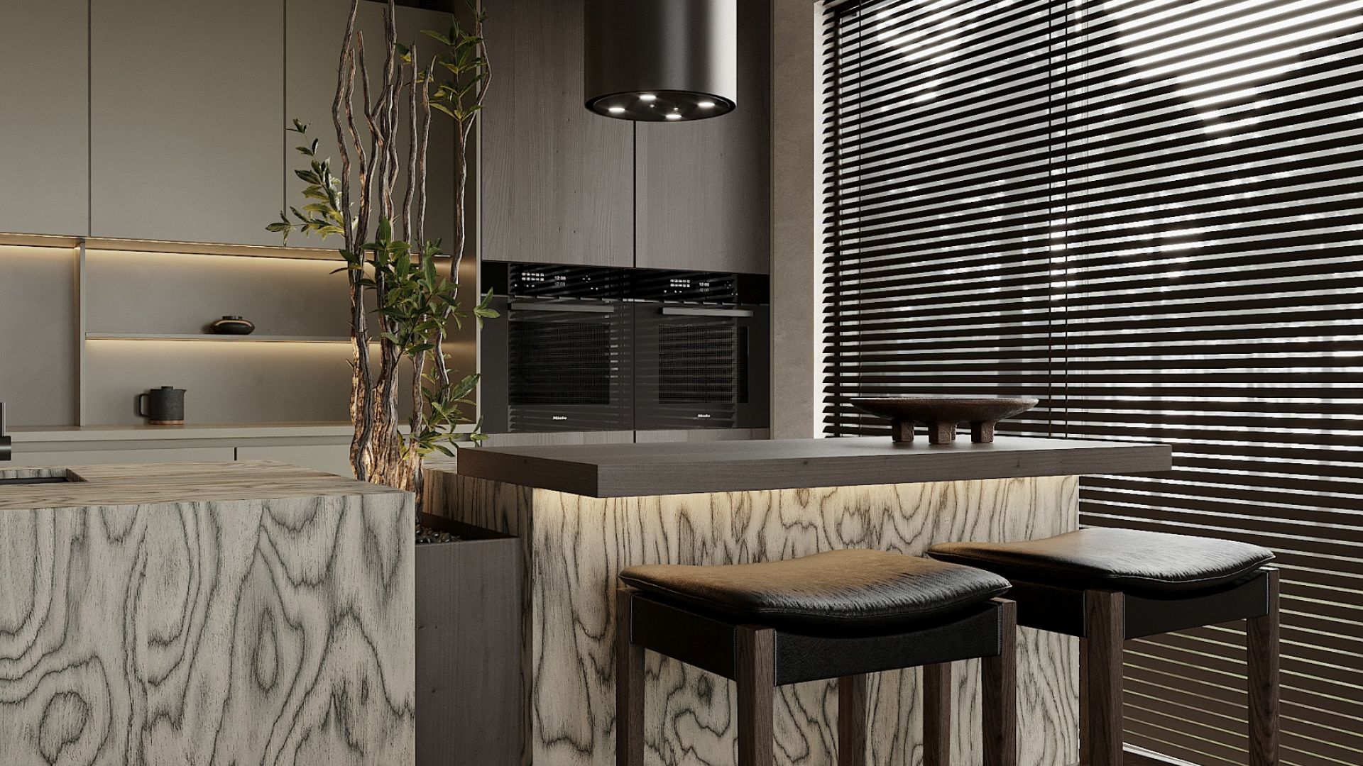 Ostrůvkové digestoře Voliera N3 Black-Black Gesture Control - Černá - Vizualizace 8