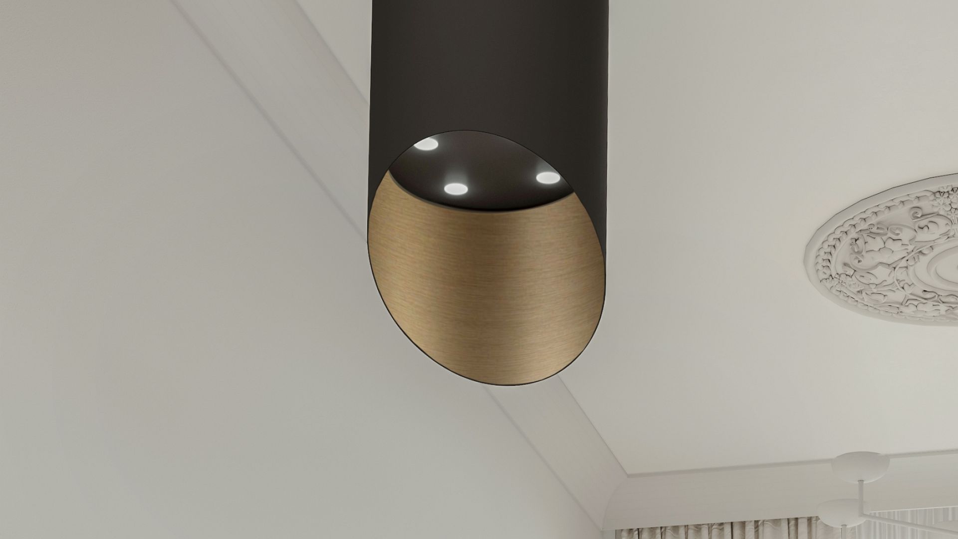 Ostrůvkové digestoře Hiro Color Black-Gold - Black Matt/Gold - Vizualizace 3