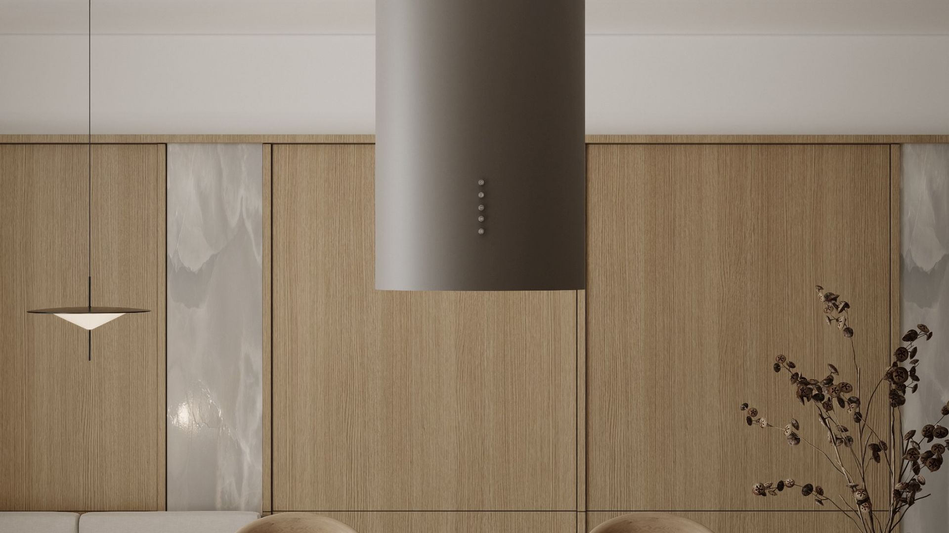 Ostrůvkové digestoře Cylindro Eco Taupe - Taupe - Vizualizace 6