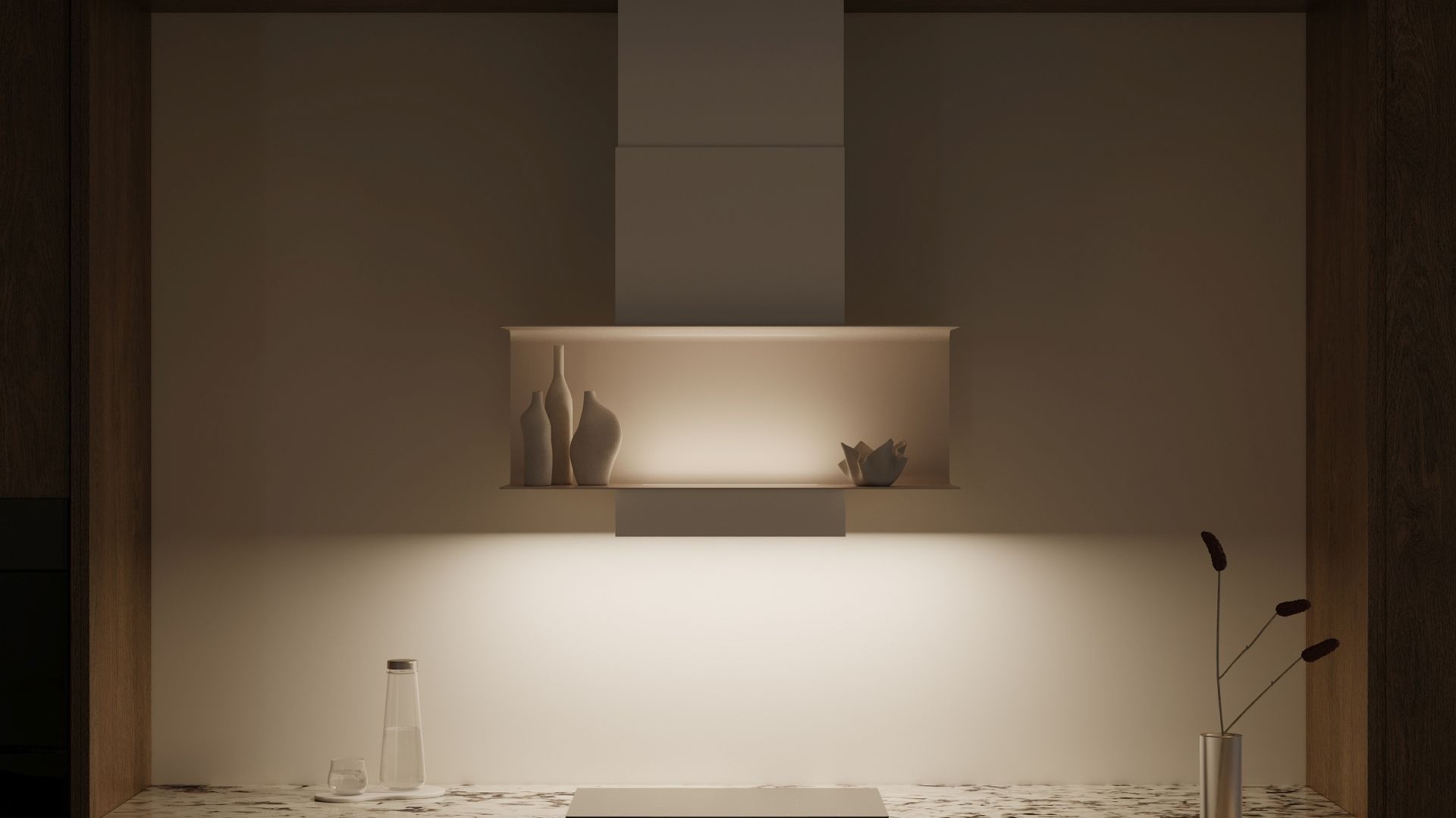 Komínové digestoře C-Shelf White-Kashmir Gesture Control - White Matt/Kashmir - Vizualizace 7