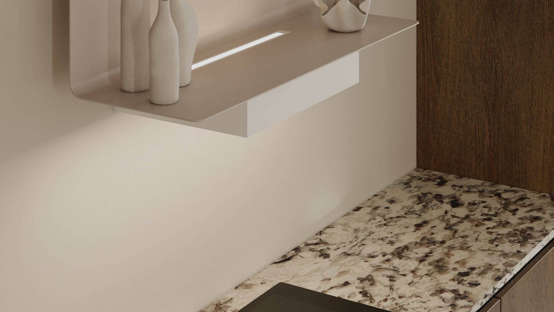 Komínové digestoře C-Shelf White-Kashmir Gesture Control - White Matt/Kashmir - Vizualizace 8