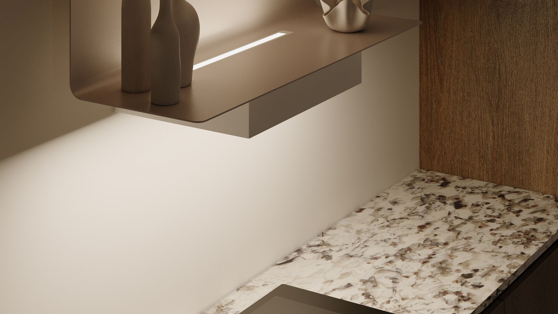 Komínové digestoře C-Shelf White-Kashmir Gesture Control - White Matt/Kashmir - Vizualizace 9