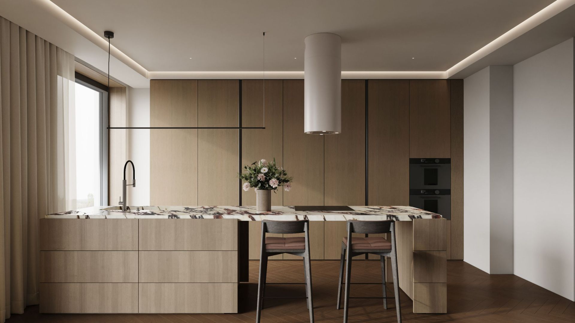 Ostrůvkové digestoře Cylindro 4LED Kashmir BLDC - Kashmir - Vizualizace 3