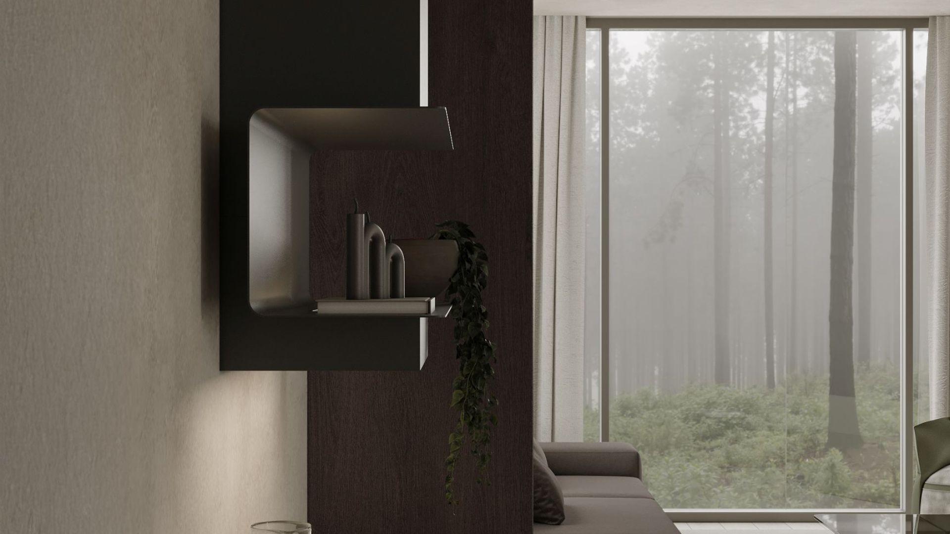 Komínové digestoře C-Shelf Black-Black Gesture Control - Matná černá - Vizualizace 8