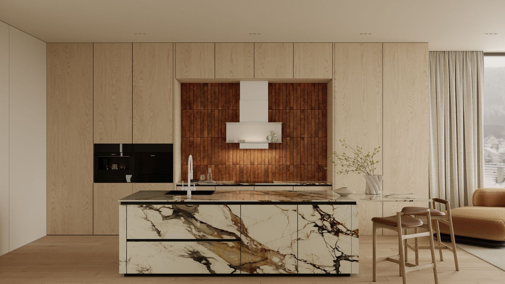 Komínové digestoře C-Shelf White-White Gesture Control - Matná bílá - Vizualizace