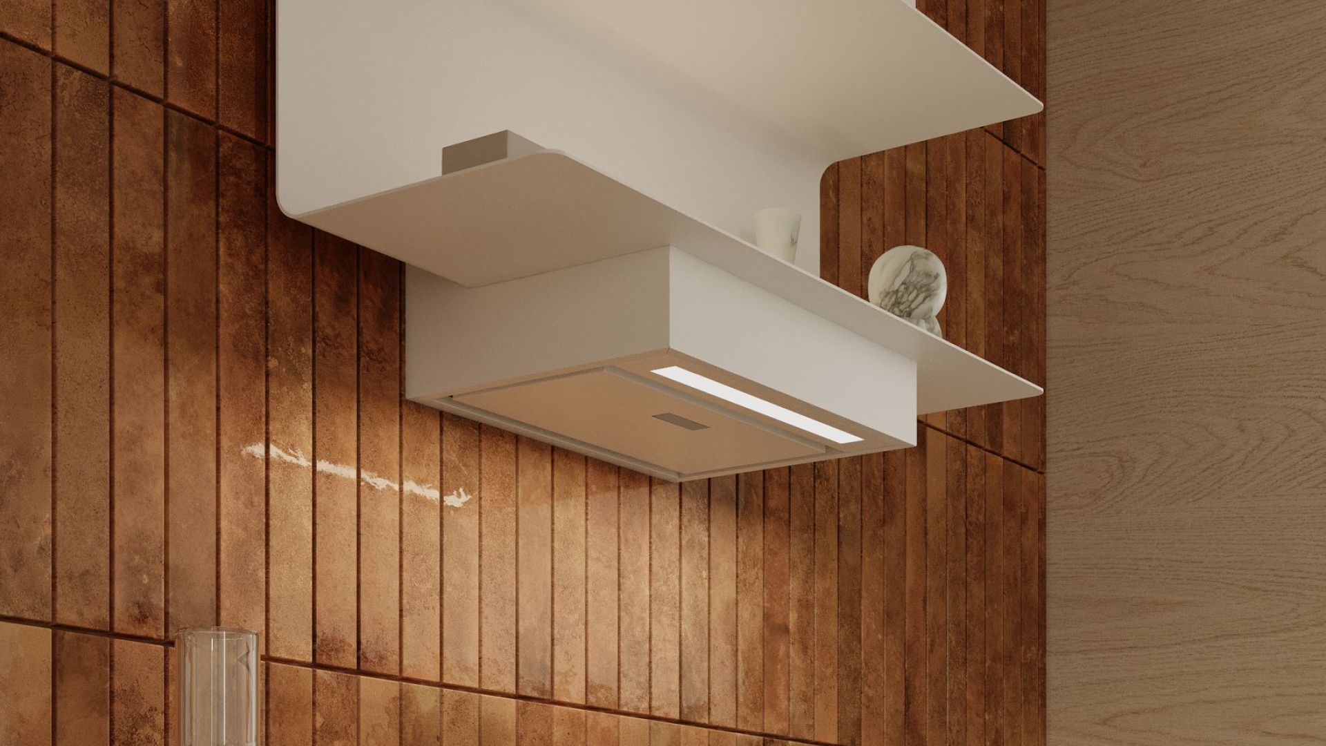 Komínové digestoře C-Shelf White-White Gesture Control - Matná bílá - Vizualizace 5