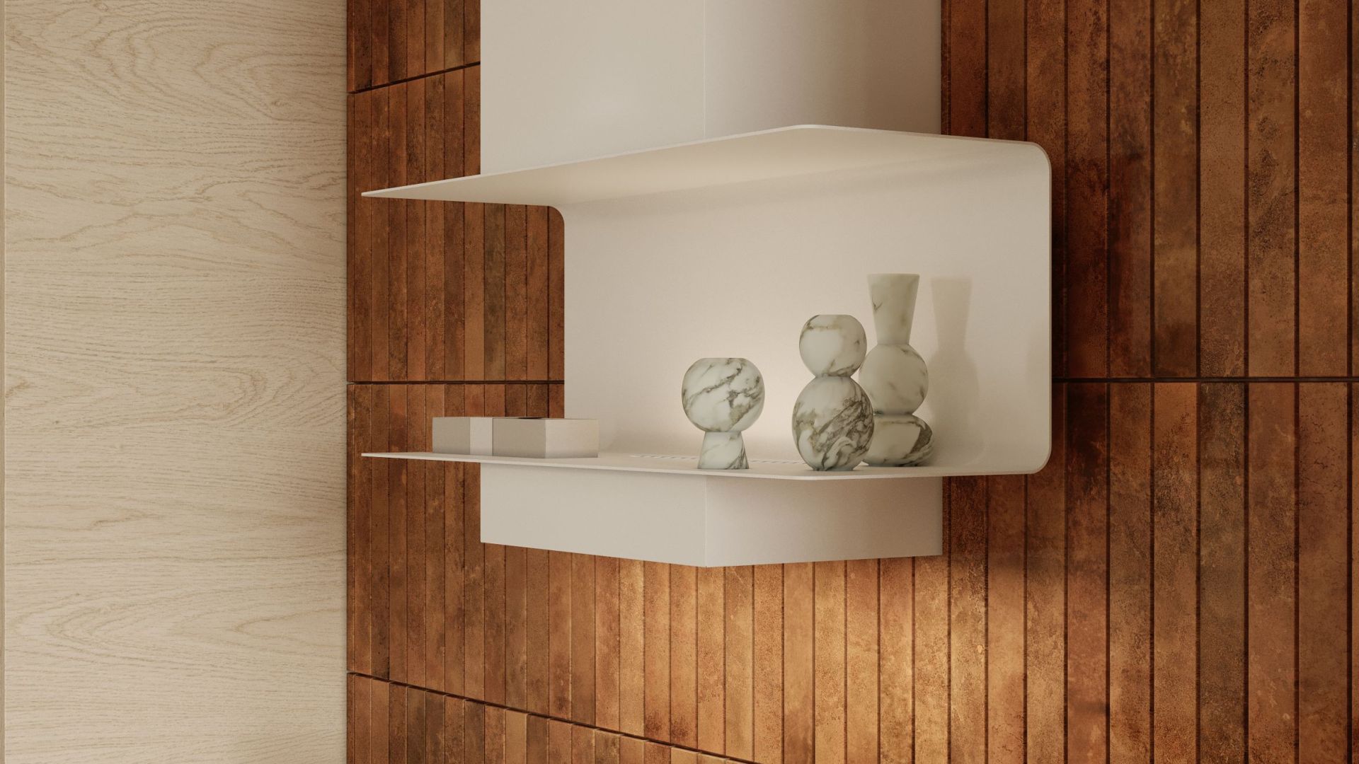 Komínové digestoře C-Shelf White-White Gesture Control - Matná bílá - Vizualizace 6