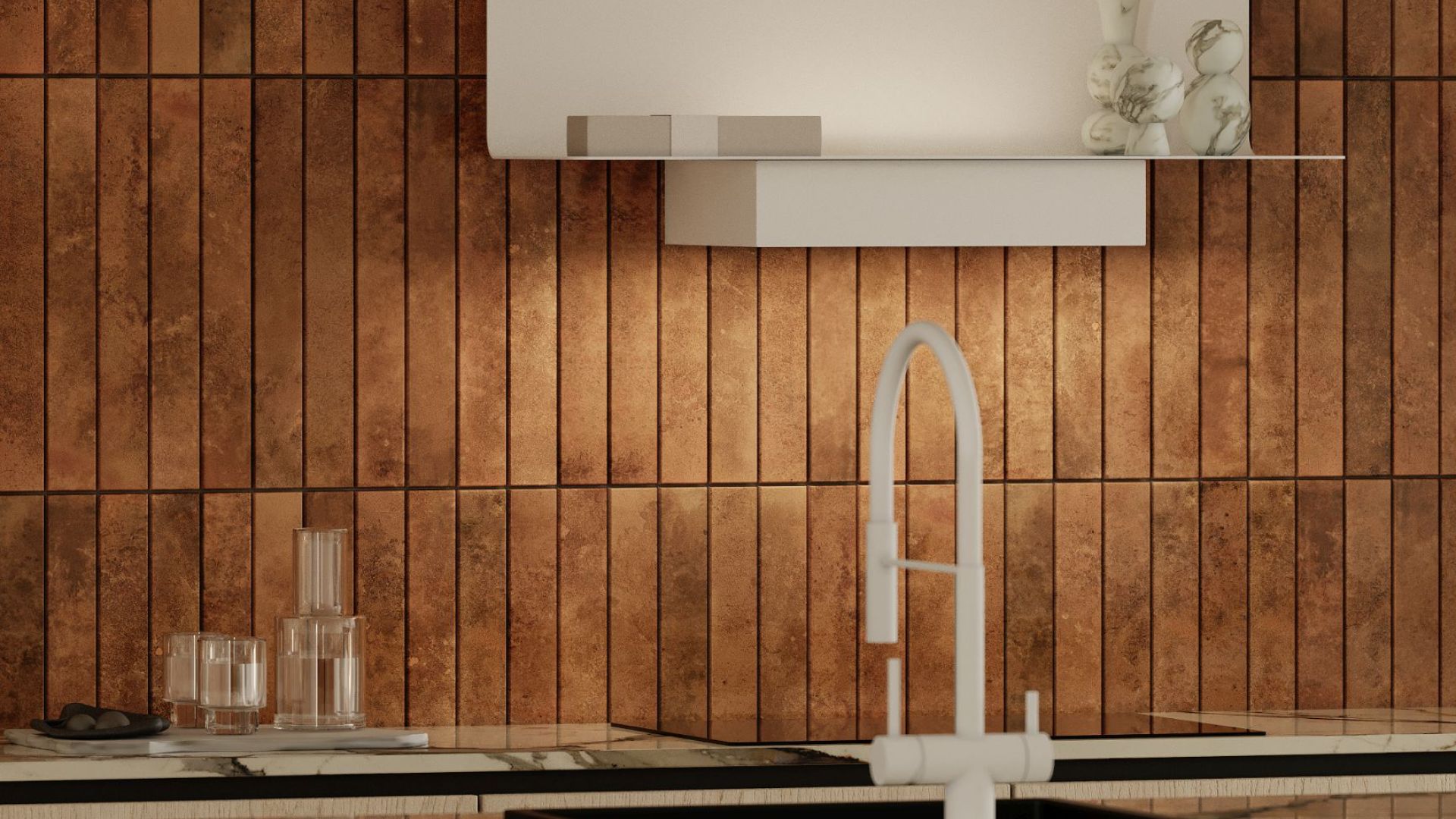 Komínové digestoře C-Shelf White-White Gesture Control - Matná bílá - Vizualizace 7