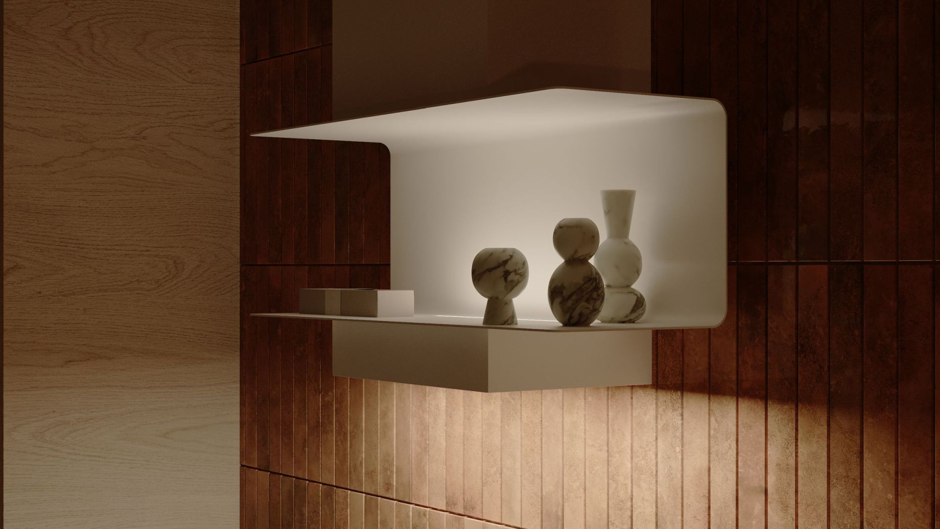 Komínové digestoře C-Shelf White-White Gesture Control - Matná bílá - Vizualizace 9