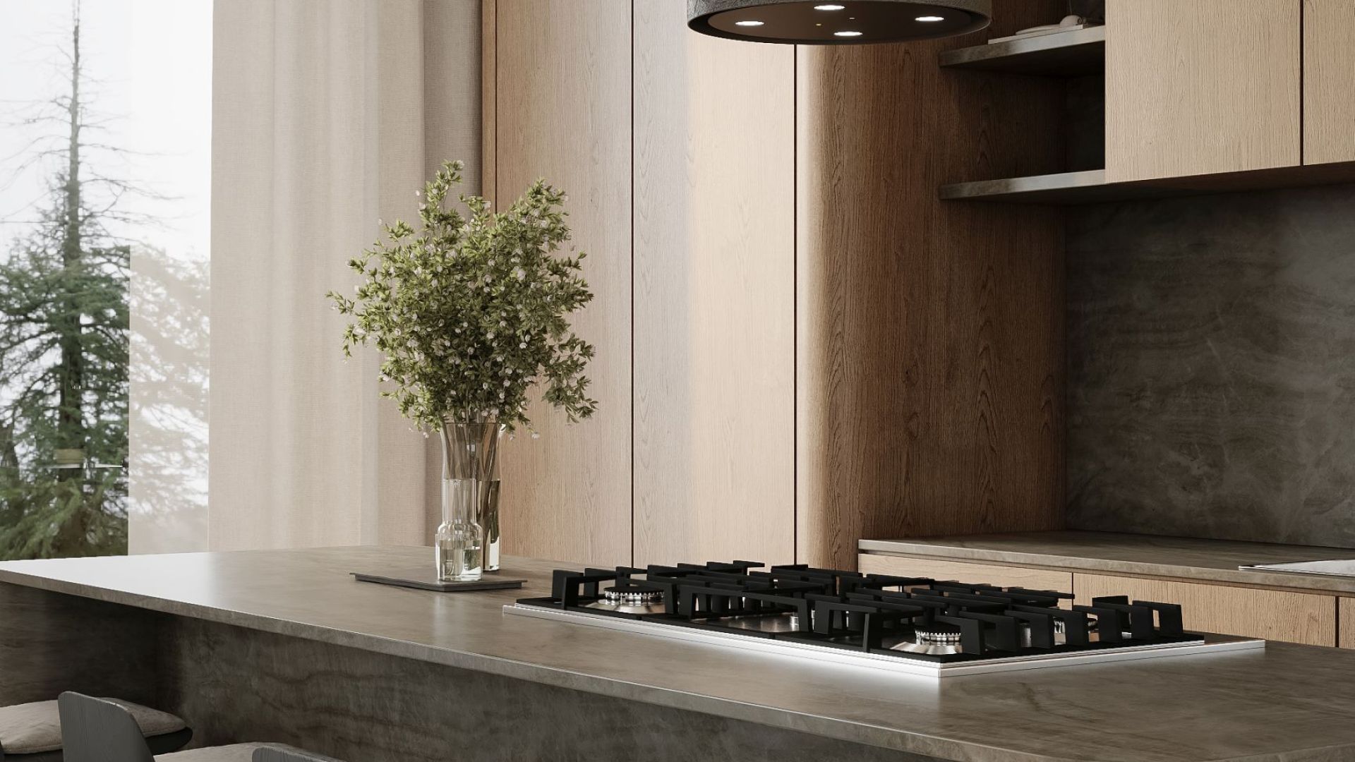 Ostrůvkové digestoře Columni Stono Dark Grey Gesture Control - Šedá - Vizualizace 4