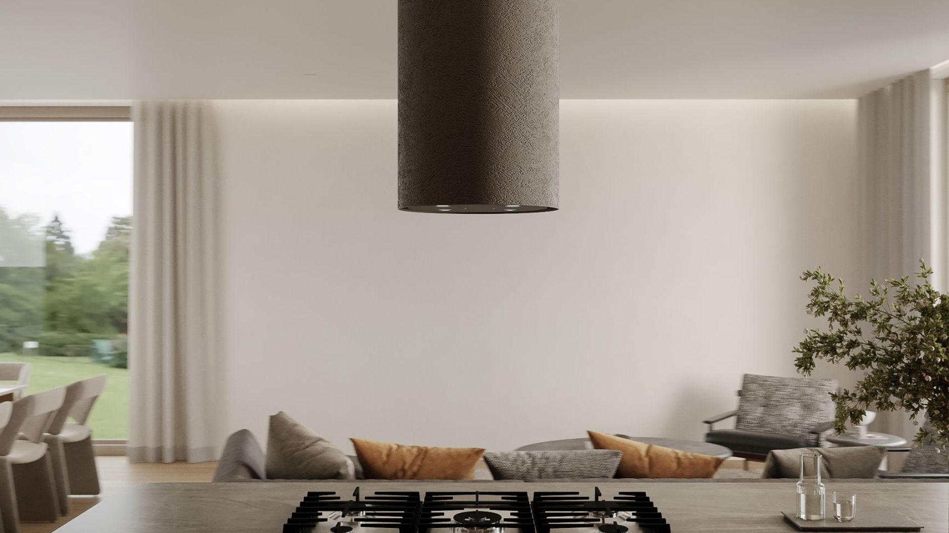 Ostrůvkové digestoře Columni Stono Dark Grey Gesture Control - Šedá - Vizualizace 5