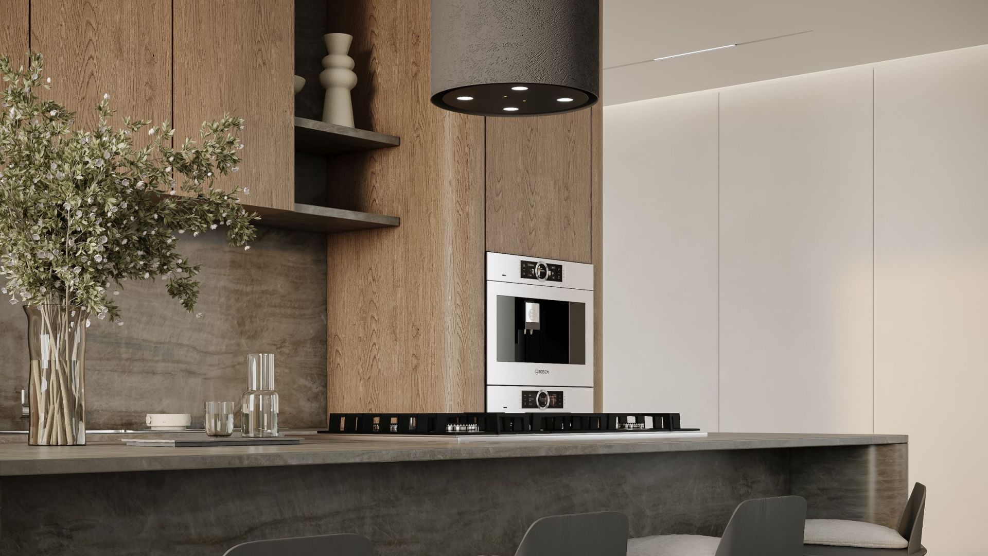 Ostrůvkové digestoře Columni Stono Dark Grey Gesture Control - Šedá - Vizualizace 6