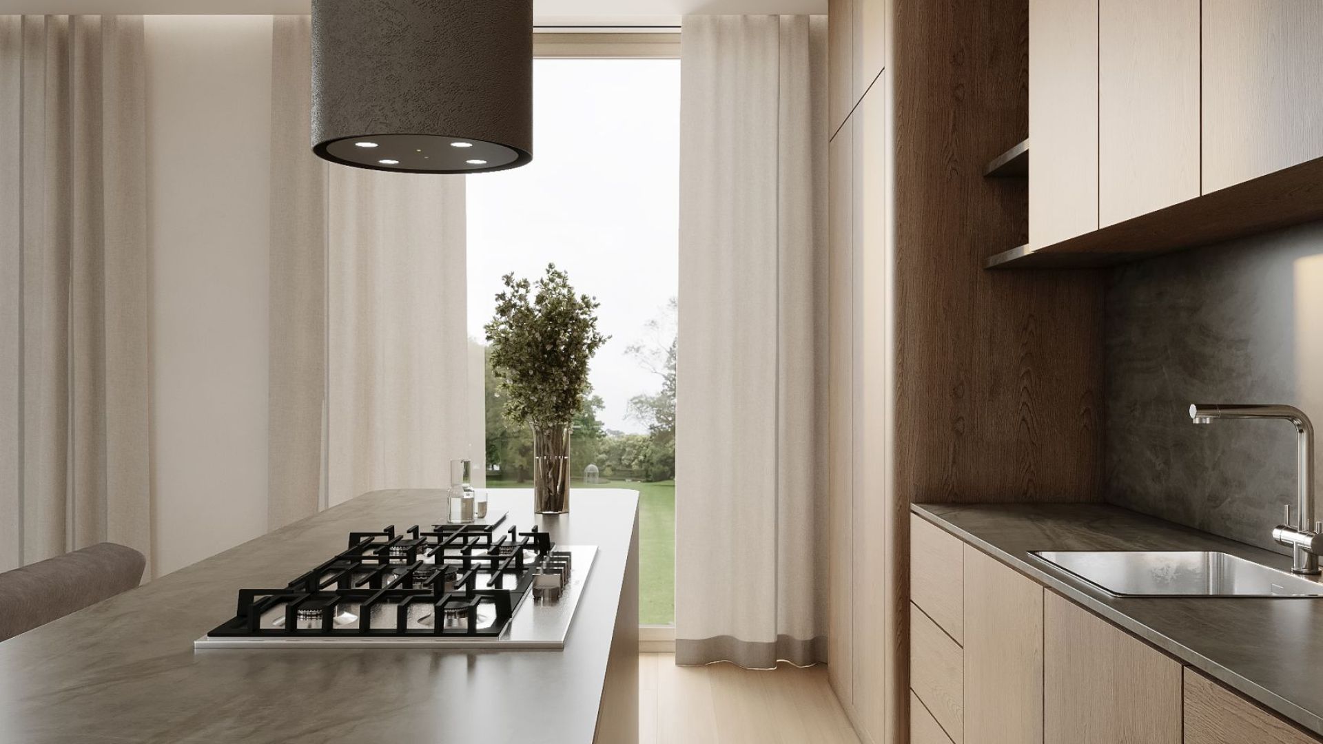 Ostrůvkové digestoře Columni Stono Dark Grey Gesture Control - Šedá - Vizualizace 9
