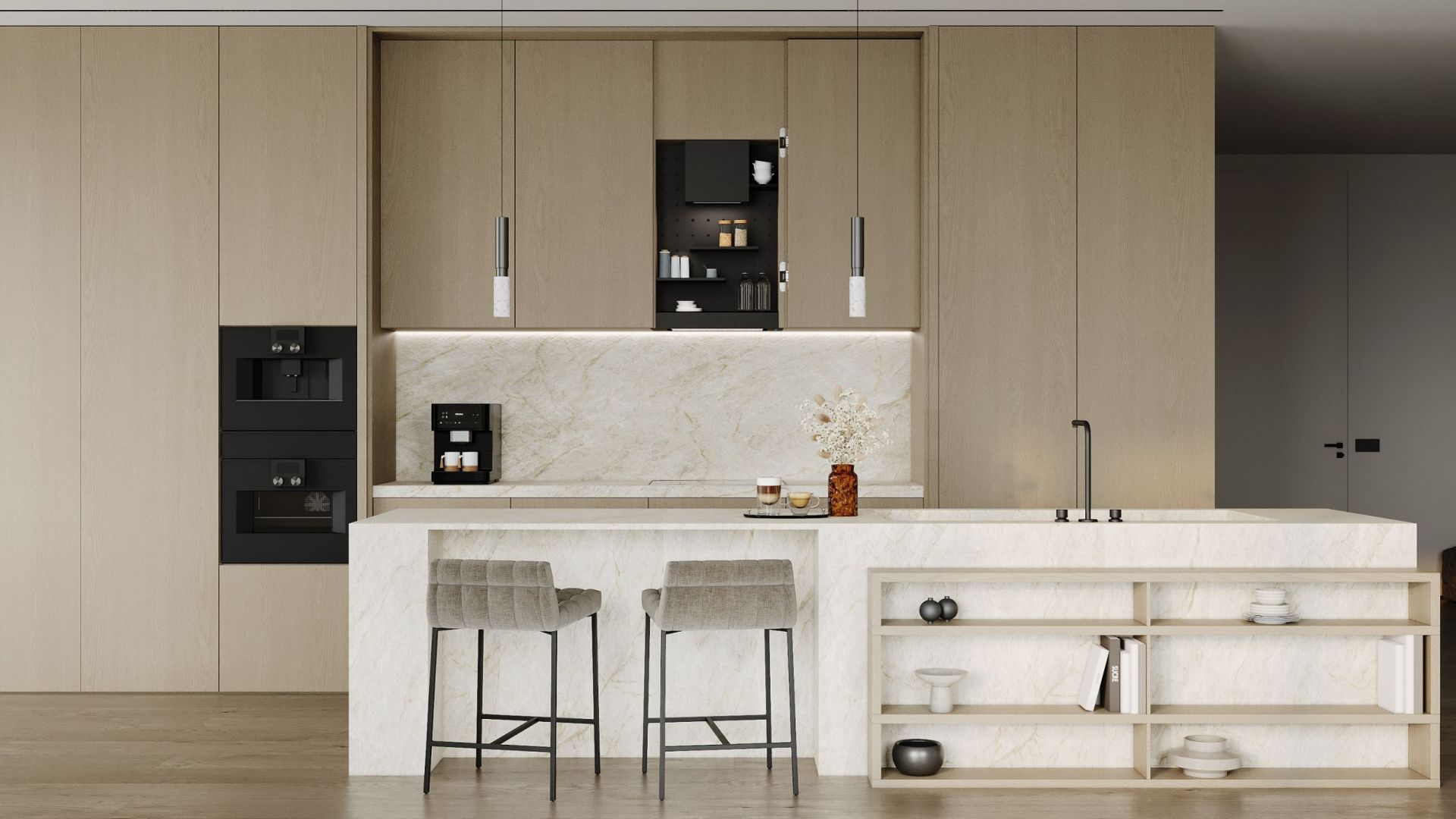 Podstavné digestoře Vestavná digestoř Micra Space Black Matt - Matná černá - Vizualizace 4