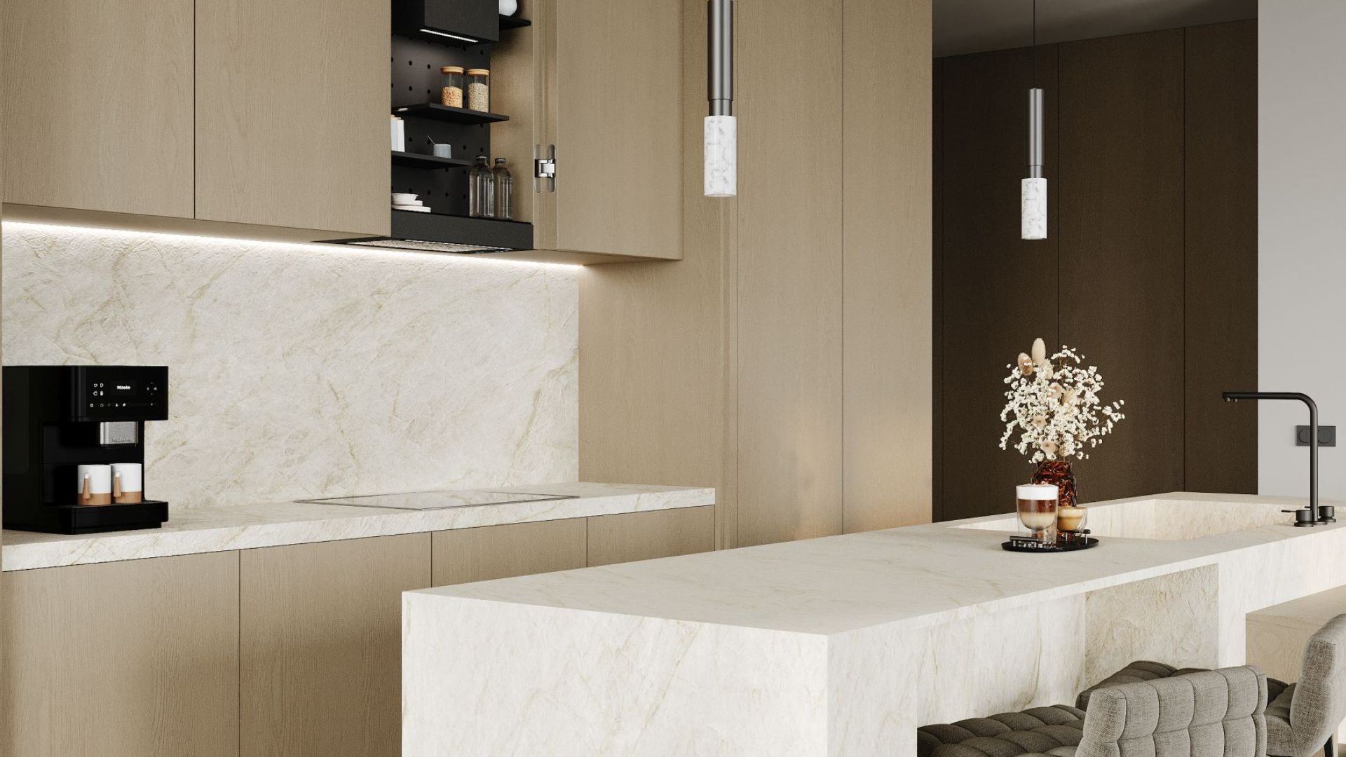 Podstavné digestoře Vestavná digestoř Micra Space Black Matt - Matná černá - Vizualizace 7