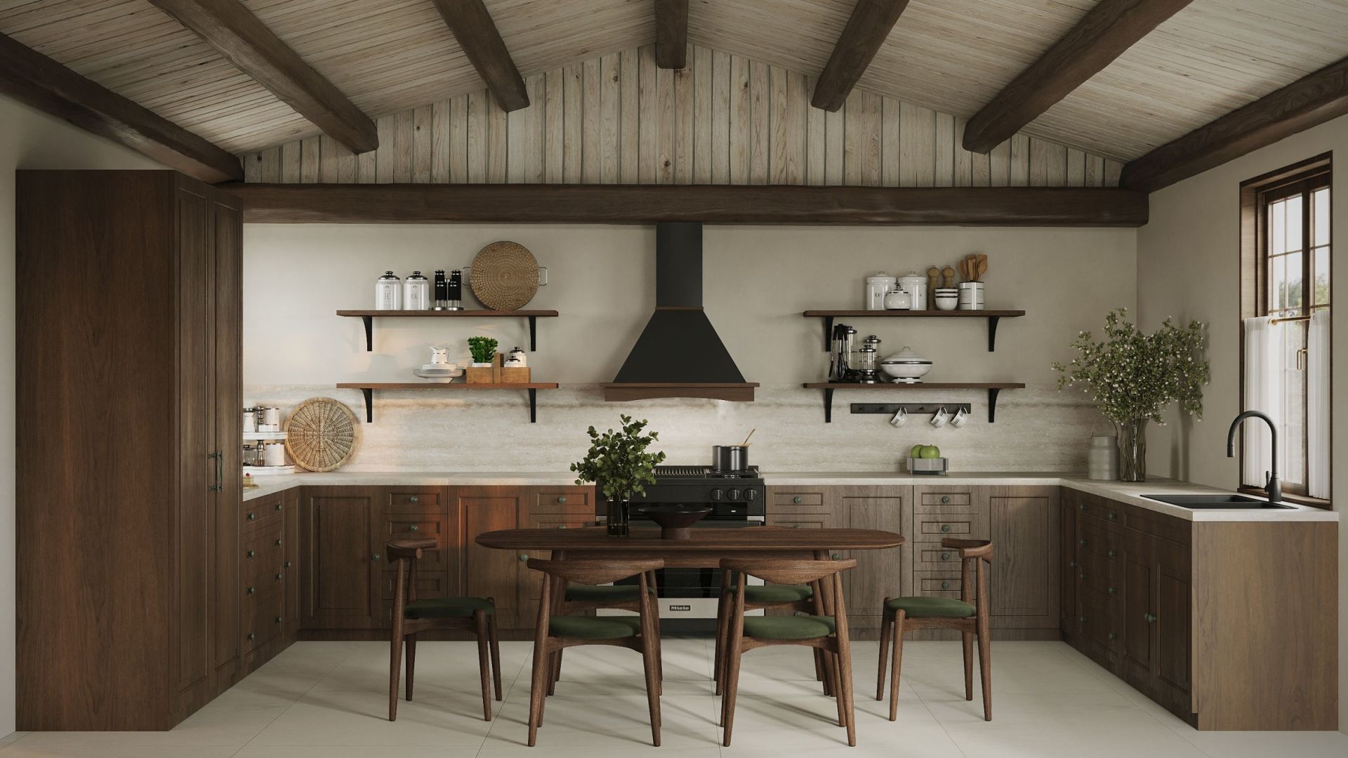 Rustikální digestoře Rustic Black Matt Gesture Control - Matná černá - Vizualizace