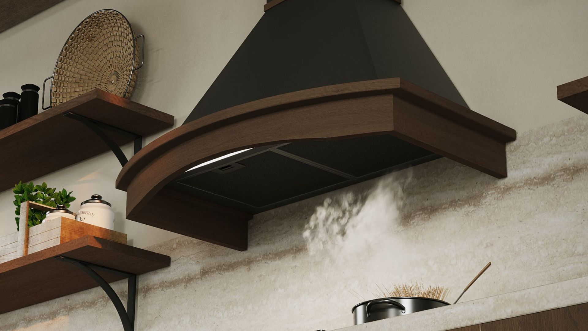 Rustikální digestoře Rustic Black Matt Gesture Control - Matná černá - Vizualizace 4