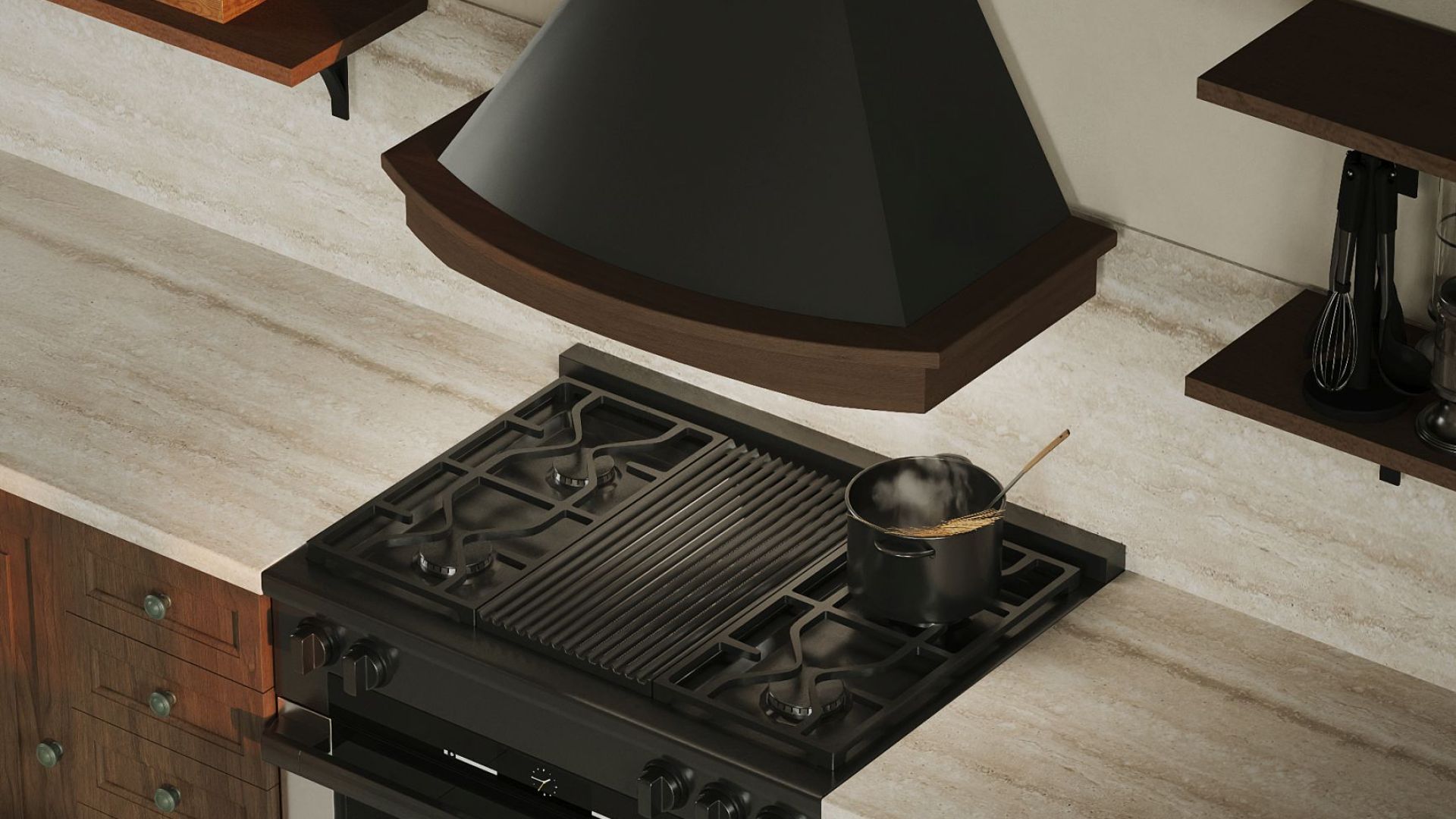 Rustikální digestoře Rustic Black Matt Gesture Control - Matná černá - Vizualizace 7