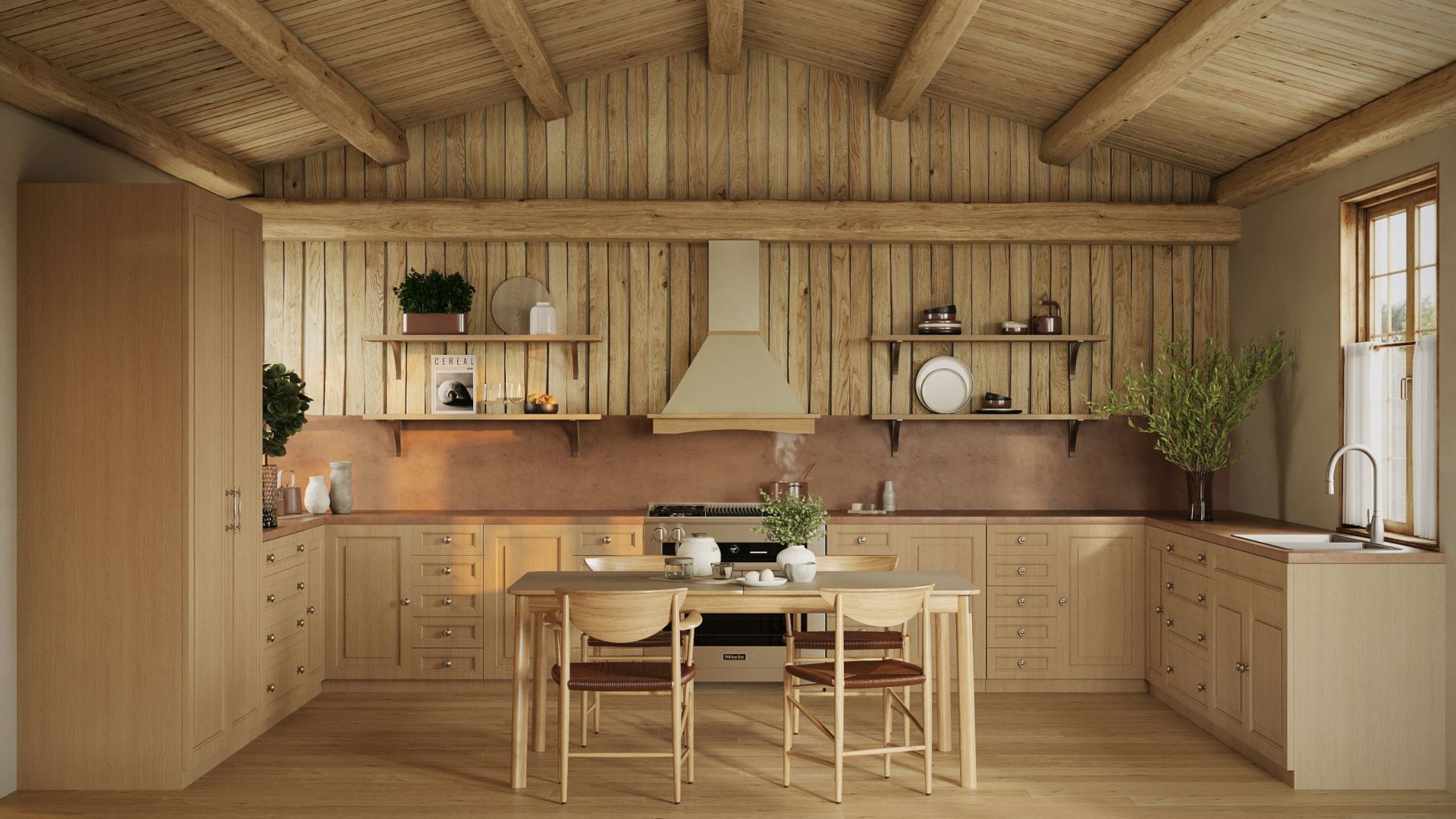 Rustikální digestoře Rustic Ecru Gesture Control - Béžová - Vizualizace